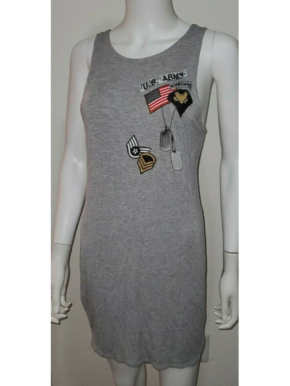 MRT 1030 US ARMY AIRBORNE MILITARY STRETCH SHORT SLEEVELSS DRESS HEATHER GRAY XL